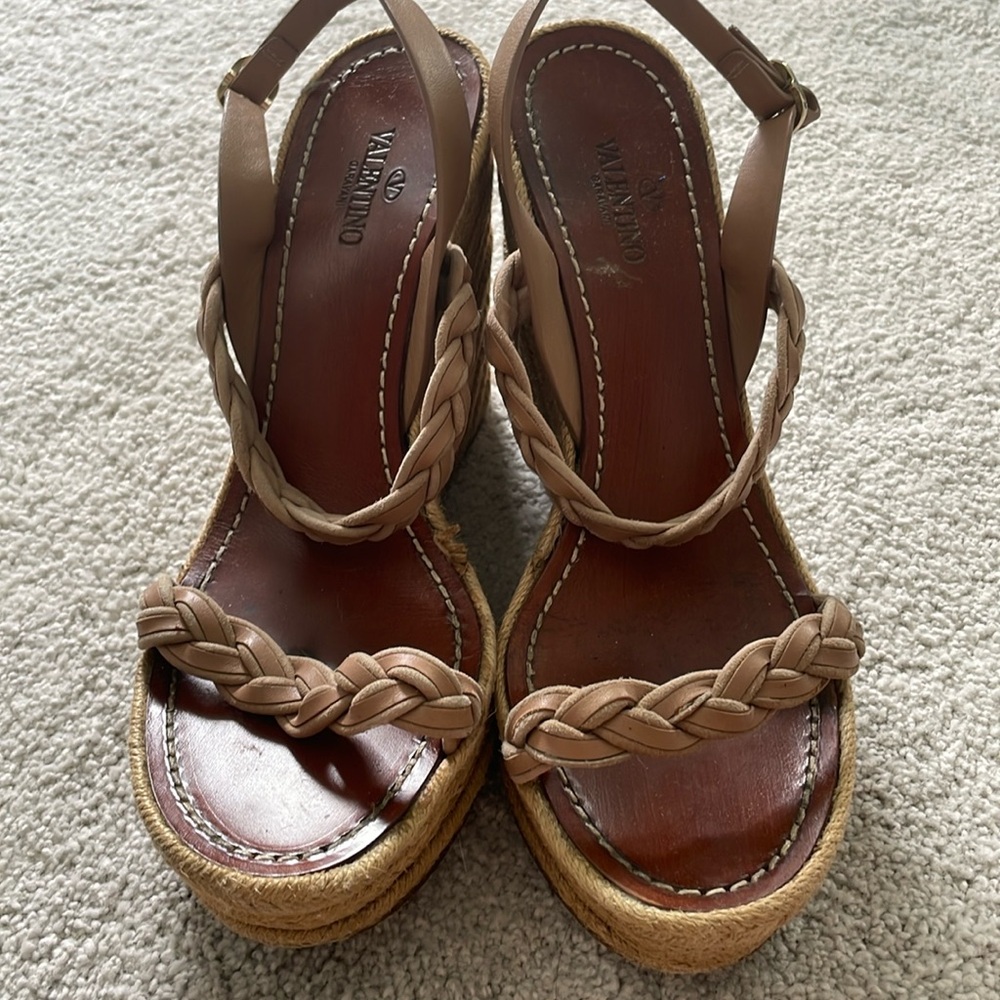 Valentino tan, beige wedge heels, size 40